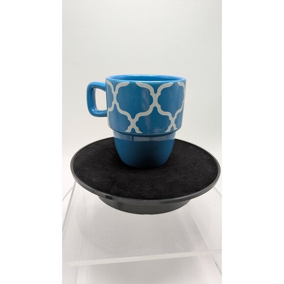 Crofton Stackable Blue White Geometric Pattern Coffee Mug 14 Fl Oz - Picture 10 of 15